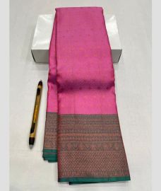 Rose Pink and Grey kanchi pattu sarees with All over Jari design