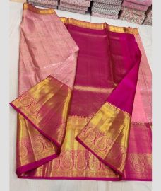 Baby Pink and Pink kanchi pattu sarees with All over Jari design