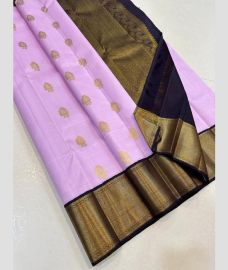 Lavender and Black kanchi pattu sarees with Kanchi Border design