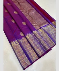 Magenta and Purple kanchi pattu sarees with Kanchi Border design