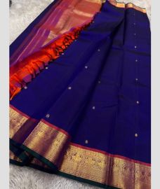 Royal Blue and Magenta kanchi pattu sarees with Kanchi Border design