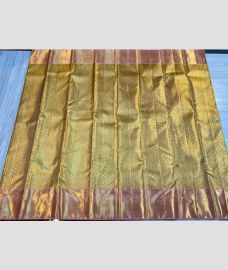 Golden and Baby Pink kanchi pattu sarees with All over Jari design