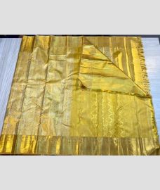 Golden and Golden Yellow kanchi pattu sarees with All over Jari design
