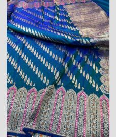 Blue Ivy and Silver kanchi pattu sarees with All over Meenakari design