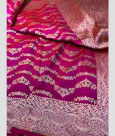 Pink and Silver kanchi pattu sarees with All over Meenakari design