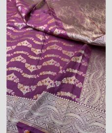 Dull Magenta and Silver kanchi pattu sarees with All over Meenakari design