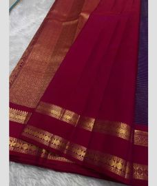 Crimson and Navy blue kanchi pattu sarees with Kanchi Border design
