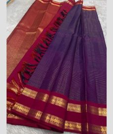 Pink and Purple kanchi pattu sarees with Kanchi Border design