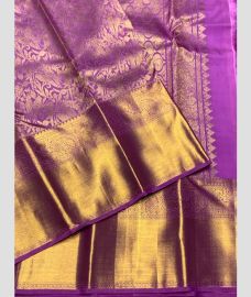 Tulip Pink and Golden kanchi pattu sarees with All over Jari design