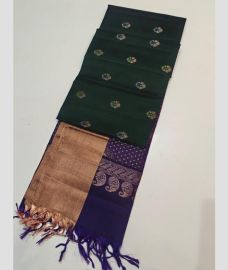 Black and Navy Blue kanchi pattu sarees with All over Buttas design