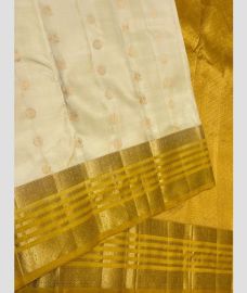 Cream and Golden Yellow kanchi pattu sarees with Kanchi Border design