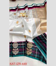 gray colour kora sarees with All over Buttas design