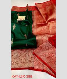 green colour kora sarees with All over Buttas design