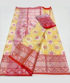 silver and light yellow colour kota sarees with All over Printed design - KOTA0000226