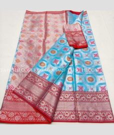 azure blue and silver colour kota sarees with All over Printed design - KOTA0000229