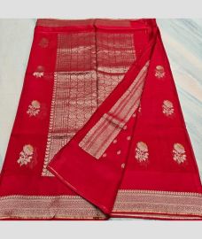Red and Silver kota sarees with All over Printed design
