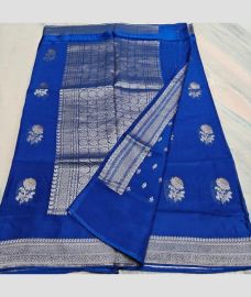 Blue and Silver kota sarees with All over Embroidery work design
