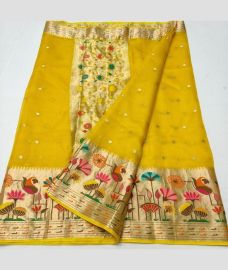 Yellow and Golden kota sarees with All over Buttas design