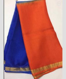 Royal Blue and Orange kota sarees with All over Checks design