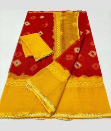 Red and Yellow kota sarees with All over Printed design