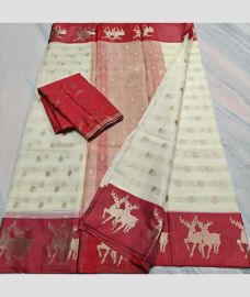 Cream and Maroon kota sarees with All over Buttas design