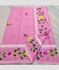 Rose Pink kota sarees with All over Hand Brush Printed design