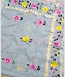 Grey kota sarees with All over Hand Brush Printed design