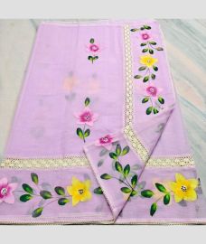 Baby Pink kota sarees with All over Hand Brush Printed design