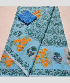 Sky Blue and Blue kota sarees with All over Embroidery work design