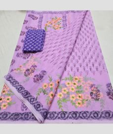 Baby Pink and Purple Blue kota sarees with All over Embroidery work design