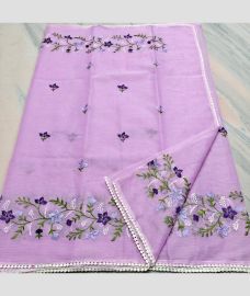 Lavender kota sarees with All over Embroidery work design