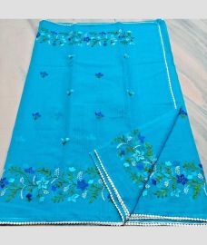 Blue kota sarees with All over Embroidery work design