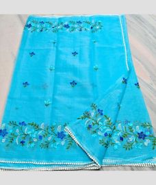 Sky Blue kota sarees with All over Embroidery work design