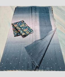 Dark Grey kota sarees with All over Mirror Work design