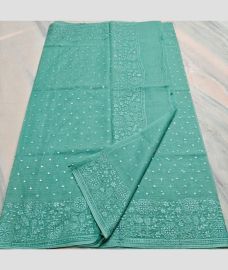 Medium Teal and Cream kota sarees with All over Mirror Work design
