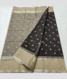 Grey and Charcoal Black kota sarees with All over Buttas design