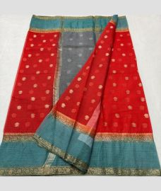 Red and Turquoise kota sarees with All over Buttas design