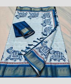 Sky Blue and Blue kota sarees with All over Printed design