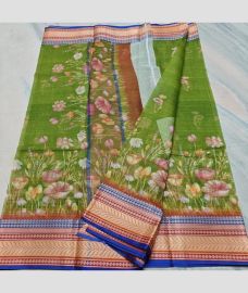 Parrot Green and Blue kota sarees with All over Digital Printed design