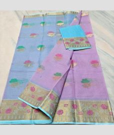 Sky blue and Lite Lavender kota sarees with All over Buttas design