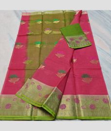 Pink and Parrot Green kota sarees with All over Buttas design
