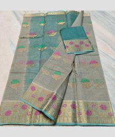 Lite Blue Turquoise and Grey kota sarees with All over Buttas design