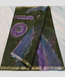 Olive and Golden kota sarees with All over Printed design