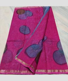 Neon Pink and Golden kota sarees with All over Printed design