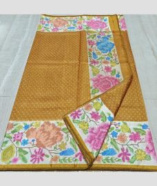Brown and Cream kota sarees with All over Printed design