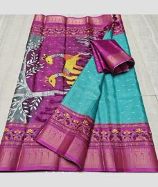 Magenta and Turquoise kota sarees with All over Printed design