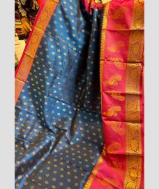 Blue Ivy and Pink kuppadam pattu sarees with Kanchi Border design
