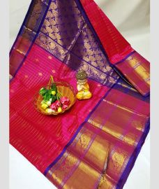 magenta and brown colour kuppadam pattu sarees with Kanchi Border design