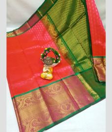 magenta and green colour kuppadam pattu sarees with Kanchi Border design