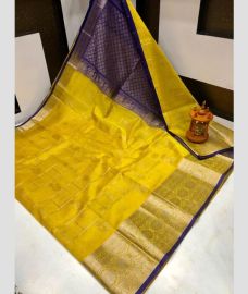 olive green and blue colour kuppadam pattu sarees with Kanchi Border Desing design